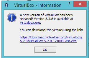 VirtualBox New Version Notice Window