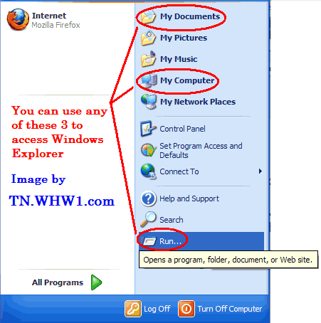 Windows XP Windows Explorer Access Via My Docs, My Computer, or Run