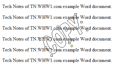 WordArt After Text Format Set To Behind.