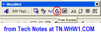 Select Free Rotate button on WordArt window.