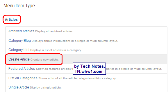Select article type as Create Article.