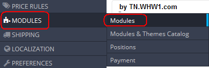 Modules selected from Menu